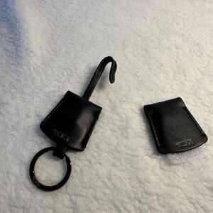 TUMI Black Leather Keychain